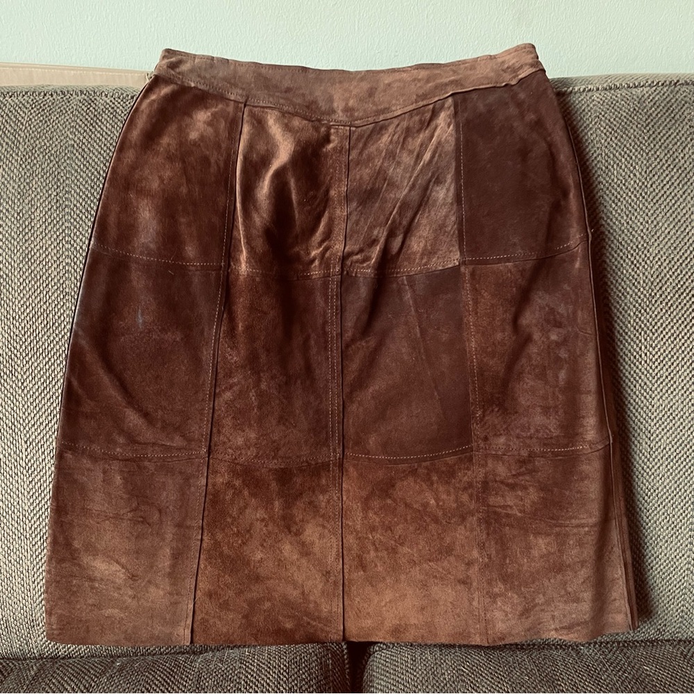 HP Suede VTG Gap Skirt Chocolate Brown Women’s 8 - Picture 2 of 6